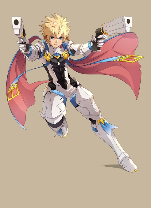 1boy, armor, bad_id, bad_pixiv_id, blonde_hair, blue_eyes, brown_background, cape