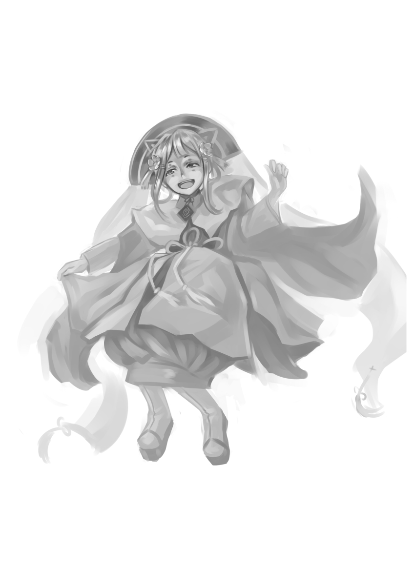 10s, 1girl, absurdres, child, female_focus, flower, greyscale, highres