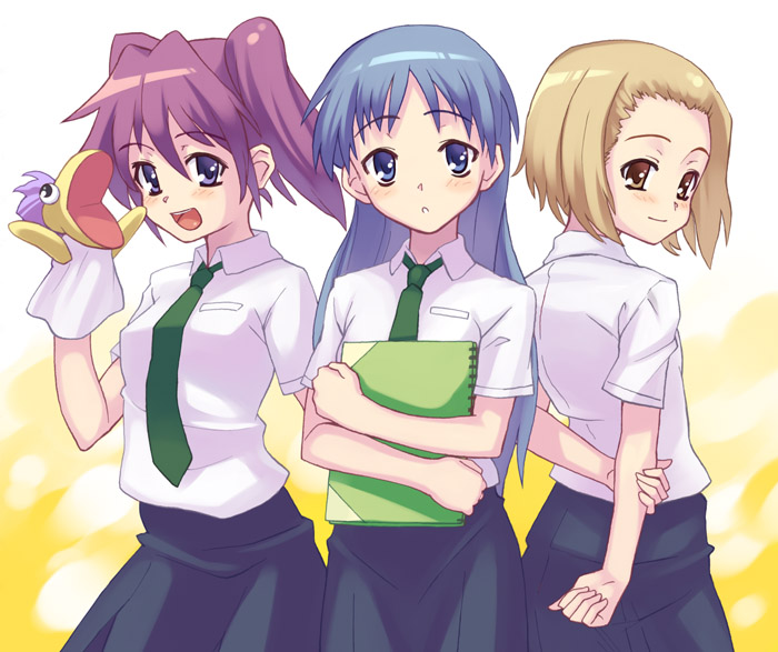 00s, 3girls, asou_natsumi, blouse, kajiwara_sora, multiple_girls, oryo_(oryo04), puppet