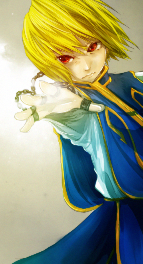 1boy, :|, bad_id, bad_pixiv_id, blonde_hair, chain, closed_mouth, dollyly21