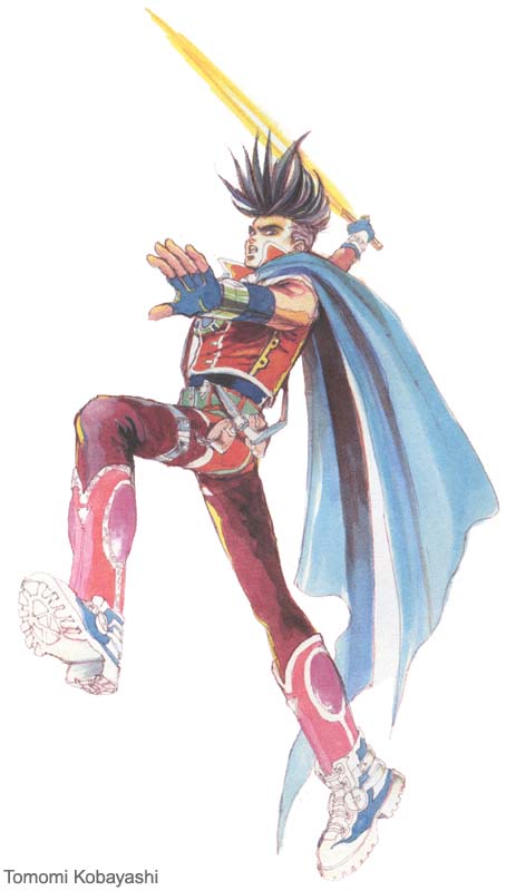 1boy, attack, energy_sword, falling, fingerless_gloves, gloves, laser_sword, male_focus