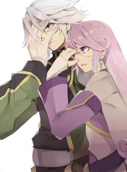 belt, dios_(tales), earrings, gloves, jewelry, long_hair, meltia_(tales), open_mouth