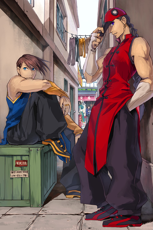 2boys, akito, alternate_color, bad_id, bad_pixiv_id, baseball_cap, black_hair, blue_eyes