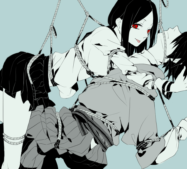 00s, 1boy, 1girl, bad_id, bad_pixiv_id, bdsm, bent_over, black_hair