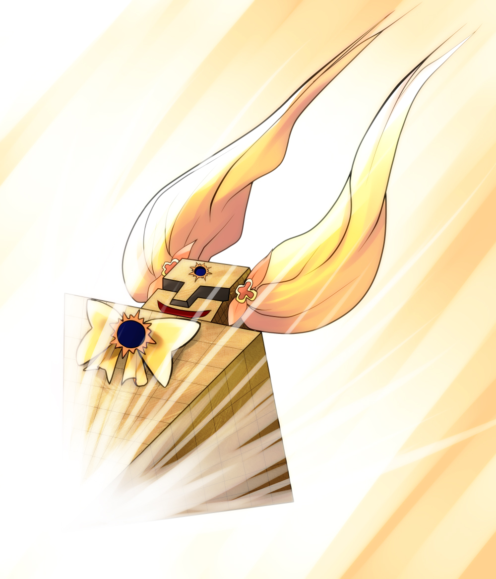 blonde_hair, bow, cure_sunshine, heartcatch_precure!, kinnikuman, name_connection, no_humans, parody