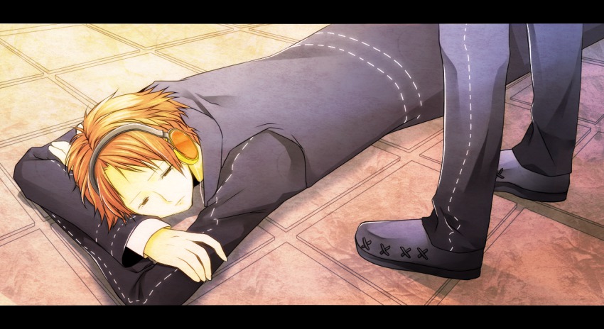 2boys, atlus, bad_id, bad_pixiv_id, brown_eyes, brown_hair, hanamura_yousuke, headphones