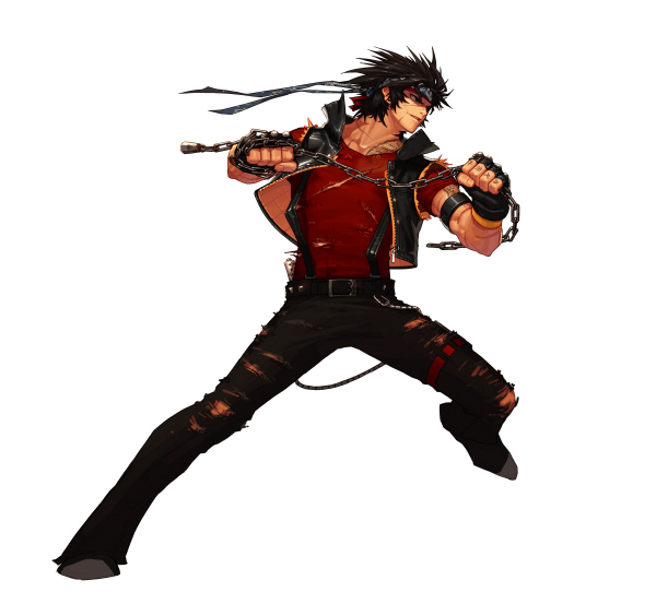 00s, bandana, belt, chain, dungeon_and_fighter, fingerless_gloves, gloves, male_brawler_(dungeon_and_fighter)