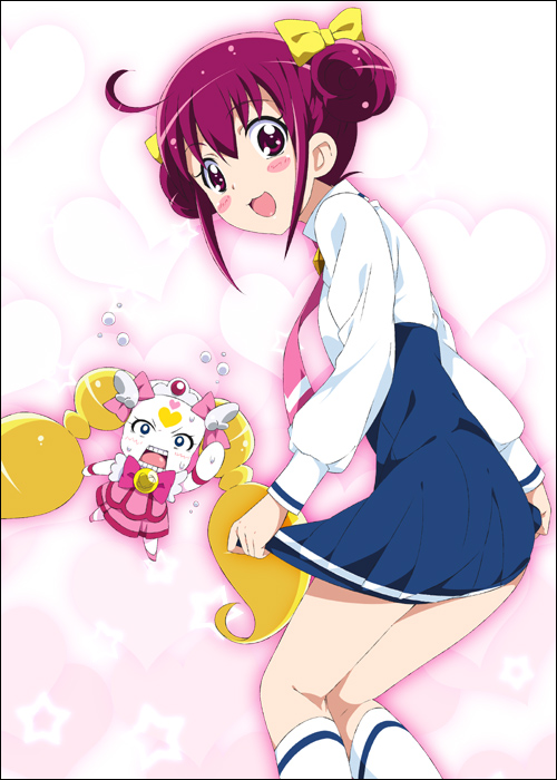 10s, 1girl, :3, :s, ahoge, blush_stickers, bow, candy_(precure)
