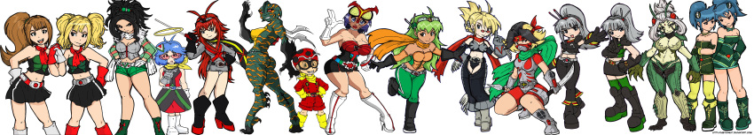 6+girls, absurdres, gender_request, genderswap, highres, kamen_rider, kamen_rider_(1st_series), kamen_rider_1, kamen_rider_2, kamen_rider_amazon, kamen_rider_black, kamen_rider_black_rx, kamen_rider_j, kamen_rider_rx_black, kamen_rider_stronger, kamen_rider_v3, kamen_rider_x, kamen_rider_zo, kamen_rider_zx, long_image, multiple_girls, rider-tan, thighhighs, wide_image