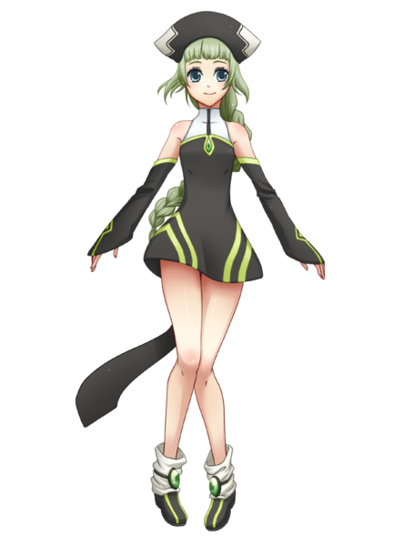 00s, 1girl, bare_shoulders, blue_eyes, detached_sleeves, green_hair, hat, shoes