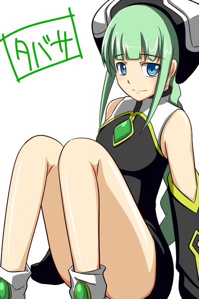 00s, 1girl, bare_shoulders, blue_eyes, braid, detached_sleeves, green_hair, hat