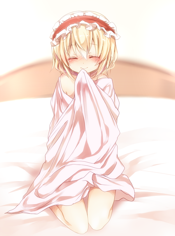 1girl, aftersex, alice_margatroid, bad_id, bad_pixiv_id, bed, bed_sheet, blonde_hair