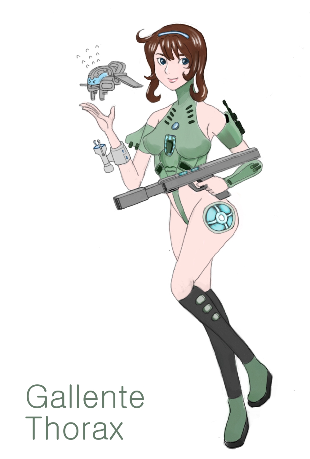 1girl, ann.s.j, attack_ship_(eve_online), cruiser_(eve_online), drone, eve_online, gallente_federation_(eve_online), highres, light_drone_(eve_online), mecha_musume, military, military_vehicle, ship, space_ship, spacecraft, spaceship, tagme, thorax_(eve_online), warship, watercraft