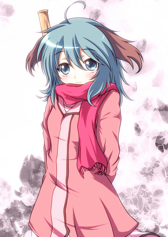 1girl, ahoge, animal_ears, aqua_eyes, aqua_hair, bamboo_broom, broom, female_focus