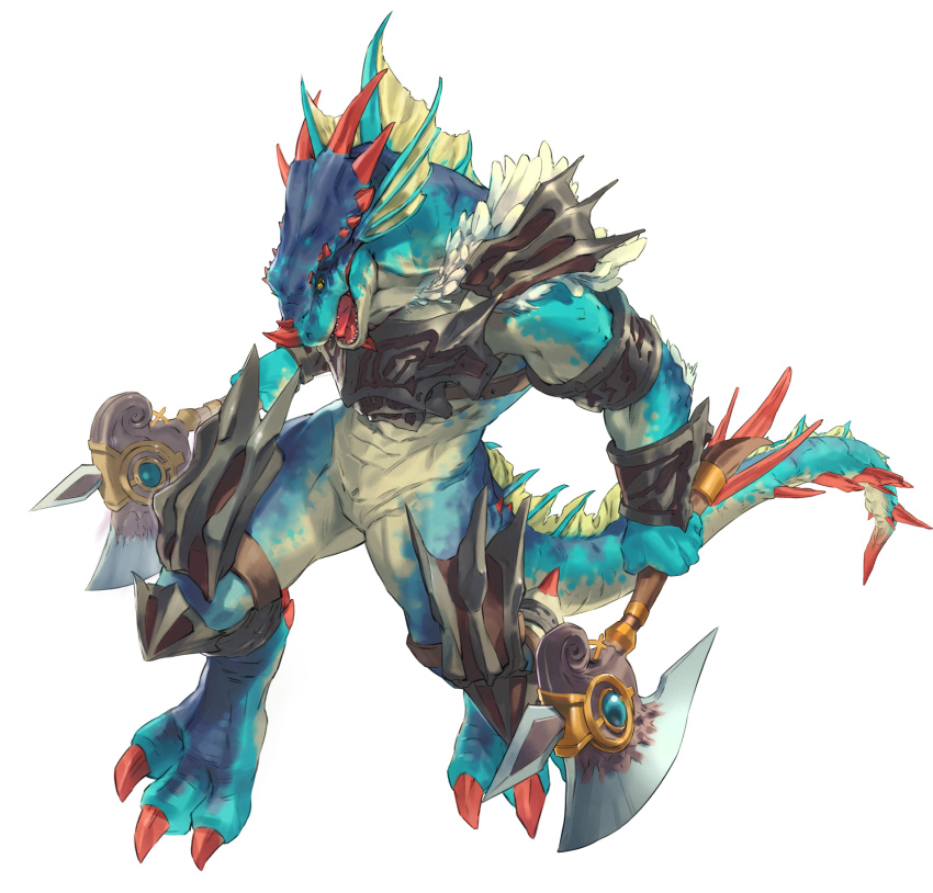 aeon_calcos, armor, axe, dual_wielding, furry, furry_male, greaves, highres