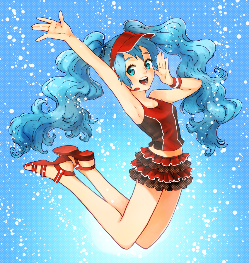 1girl, aqua_eyes, aqua_hair, bad_id, bad_piapro_id, bare_shoulders, cola_miku, female_focus