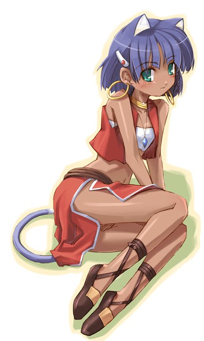 1990s_(style), 1girl, animal_ears, bandeau, bandeau_bikini, cat_ears, cat_tail, cross-laced_footwear
