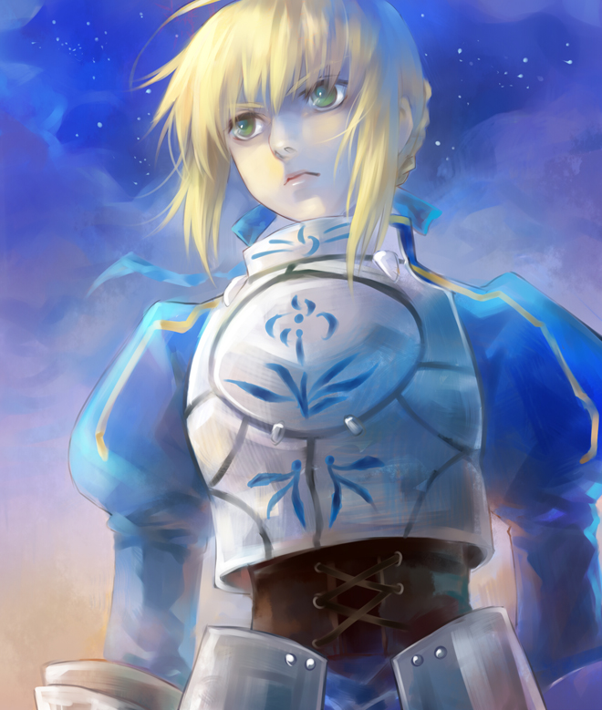1girl, ahoge, armor, artoria_pendragon_(fate), bad_id, bad_pixiv_id, blonde_hair, dress