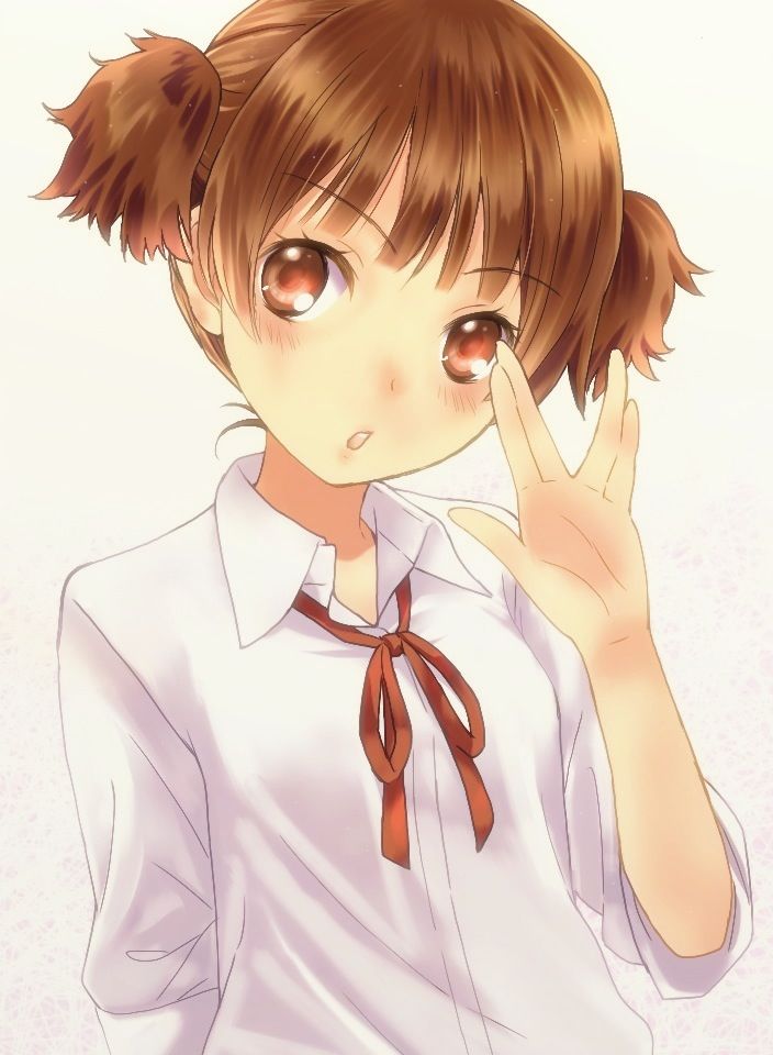 1girl, bad_id, bad_pixiv_id, brown_eyes, brown_hair, dress_shirt, iizuka_ena, k-on!