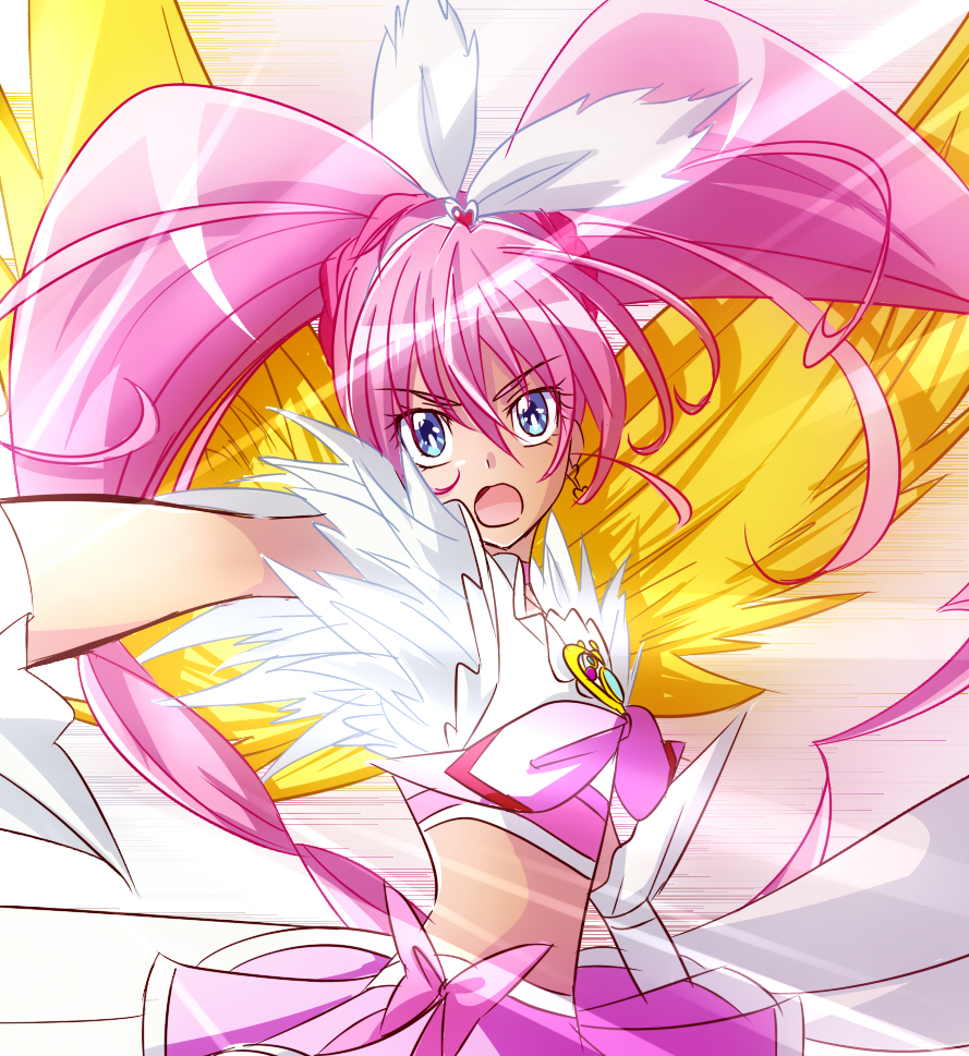 10s, 1girl, bad_id, bad_pixiv_id, blue_eyes, bow, crescendo_cure_melody, cure_melody