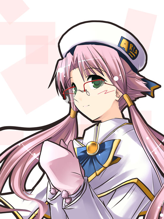 00s, 1girl, aria_(manga), aria_the_animation, blush, female_focus, glasses, gloves