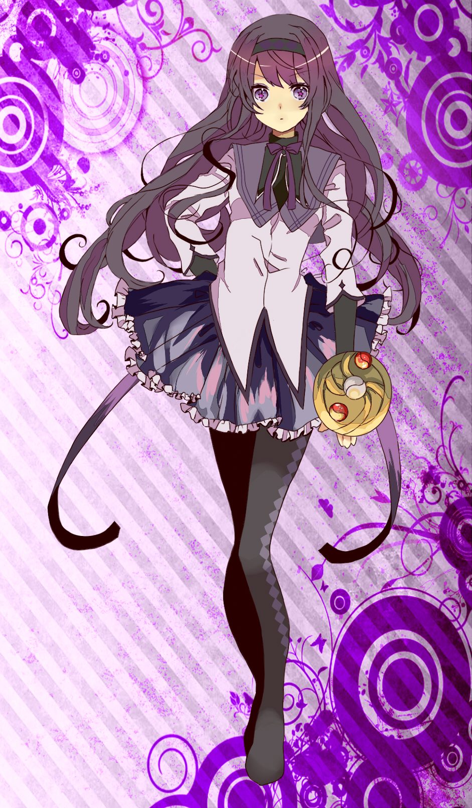 10s, 1girl, akemi_homura, akemi_homura_(magical_girl), argyle_clothes, argyle_pantyhose, bad_id, bad_pixiv_id