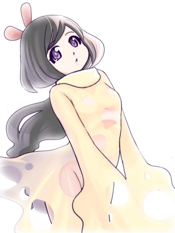 1girl, azumakuro, bemani, black_hair, dress, female_focus, long_hair, long_sleeves