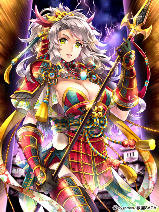 1girl, alternate_color, arm_guards, armor, bad_id, bad_pixiv_id, black_gloves, breasts