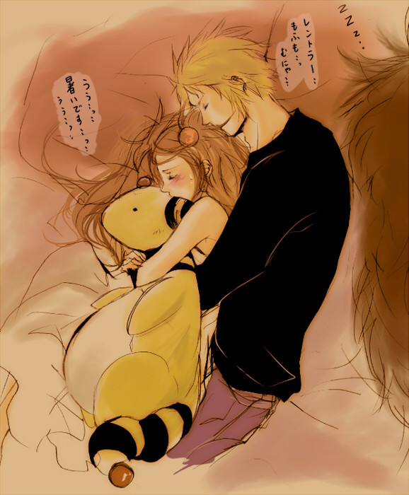 00s, 1boy, 1girl, ampharos, bad_id, bad_pixiv_id, blonde_hair, brown_hair