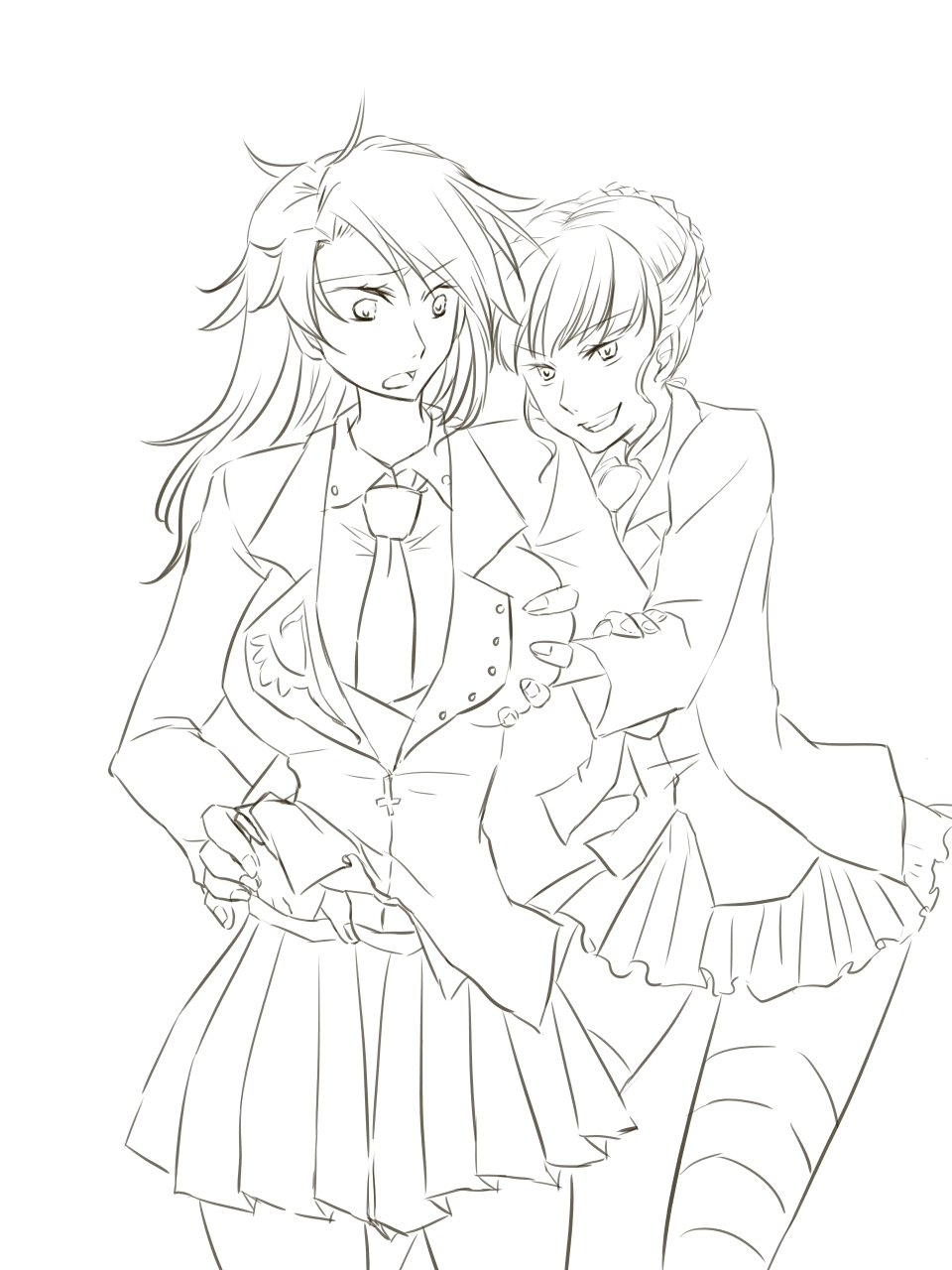 2girls, aokiri_(dolce), bad_id, bad_pixiv_id, beatrice_(umineko), breasts, genderswap, genderswap_(mtf)