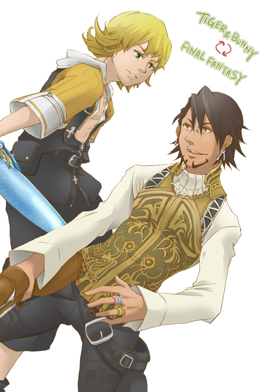 2boys, bad_id, bad_pixiv_id, balflear, balflear_(cosplay), balthier_(cosplay), barnaby_brooks_jr., blonde_hair