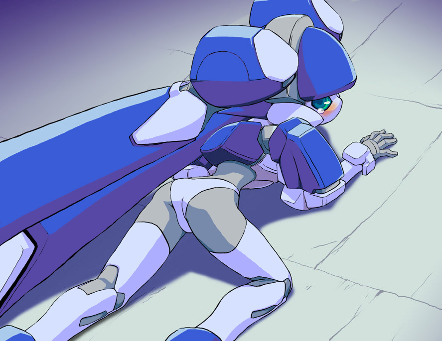 1girl, android, aqua_eyes, artist_request, ass, blazermate, blunt_bangs, blush