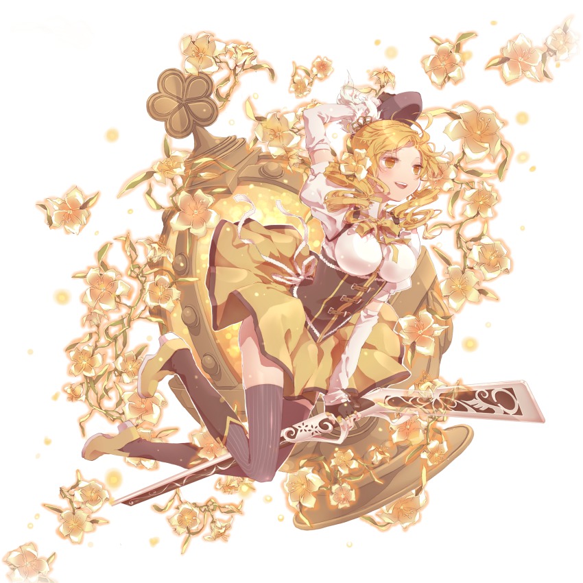 10s, 1girl, bad_id, bad_pixiv_id, beret, black_gloves, black_thighhighs, blonde_hair