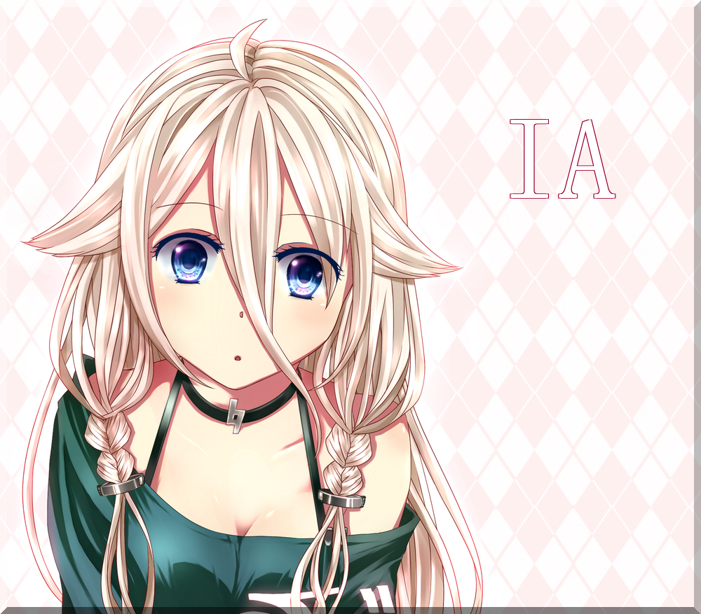 1girl, blue_eyes, braid, character_name, collar, female_focus, ia_(vocaloid), long_hair