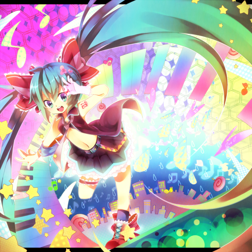 1girl, aka_tonbo_(lililil), aqua_eyes, aqua_hair, belt, female_focus, frilled_thigh_strap, gloves