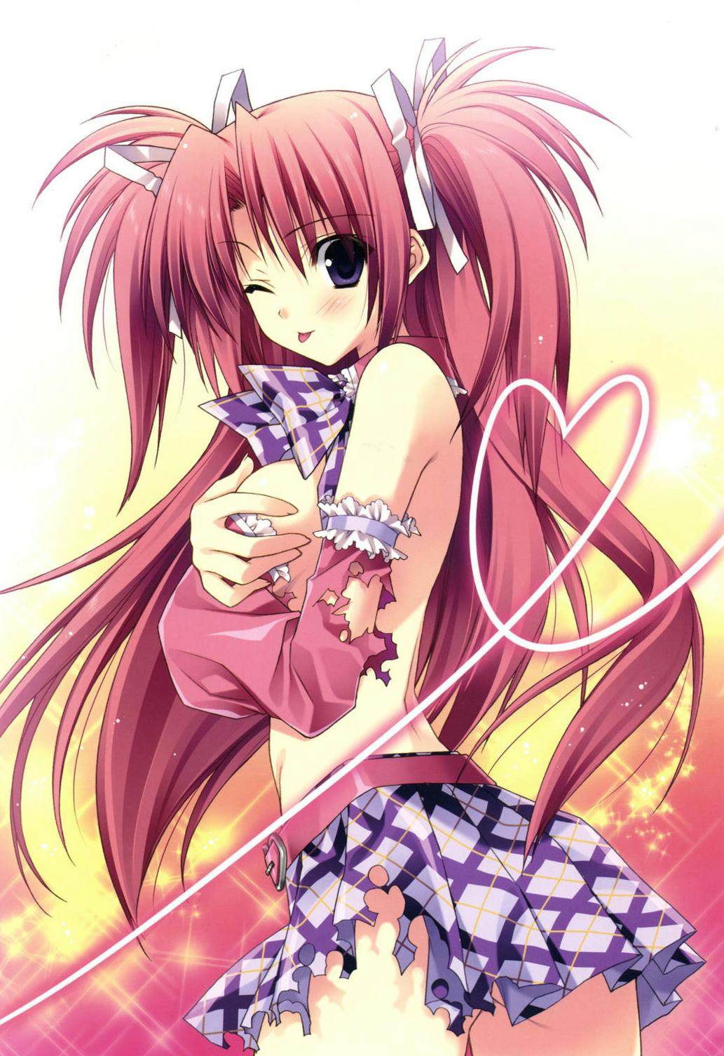 1girl, :p, ;p, breasts, covering_breasts, covering_privates, crossed_arms, detached_sleeves