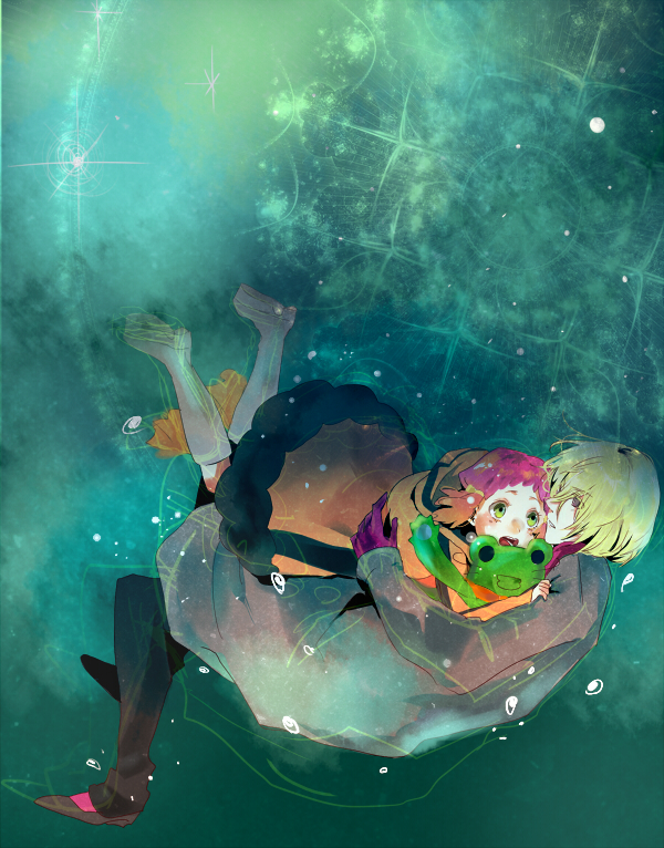 10s, 1boy, 1girl, aquarion_(series), aquarion_evol, bad_id, bad_pixiv_id, blonde_hair