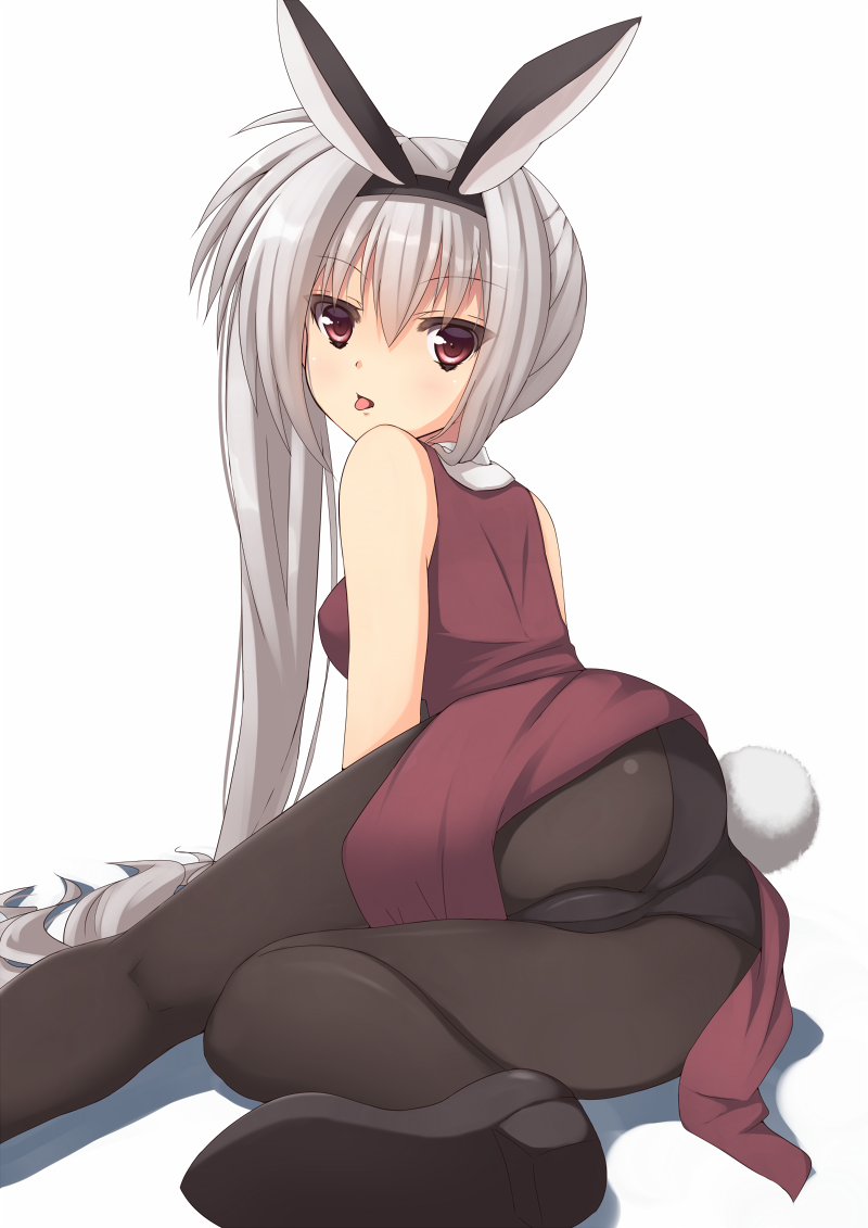 1girl, animal_ears, ass, black_panties, black_pantyhose, dracu-riot!, elena_olegovna_owen, fake_animal_ears
