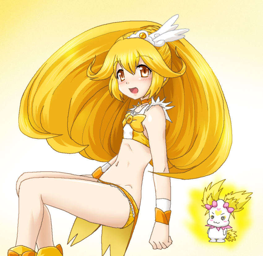 10s, 1girl, adapted_costume, bikini, blonde_hair, boots, bow, candy_(precure)