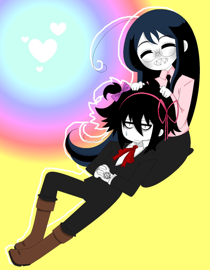 1boy, 1girl, ahoge, alucard_(castlevania), alucard_(hellsing), dhampir, formal_clothes, freckles