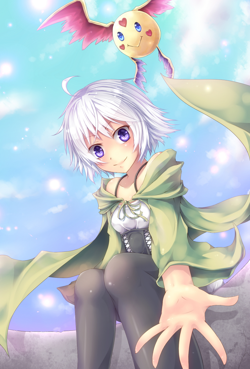 absurdres, belt, corset, duel_monster, happy_lover, highres, lyna_the_light_charmer, purple_eyes