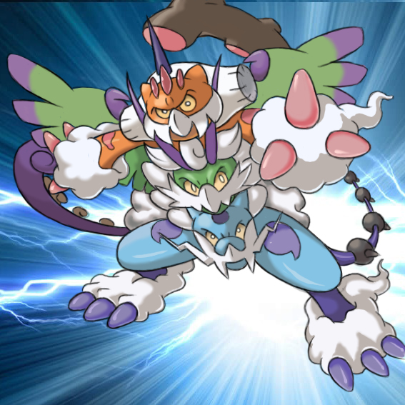 3boys, claws, full_body, fusion, gen_5_pokemon, landorus, landorus_(therian), legendary_pokemon