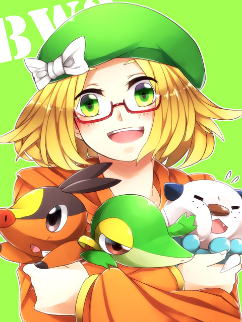 10s, bianca_(pokemon), blonde_hair, gen_5_pokemon, glasses, green_eyes, hat, nintendo