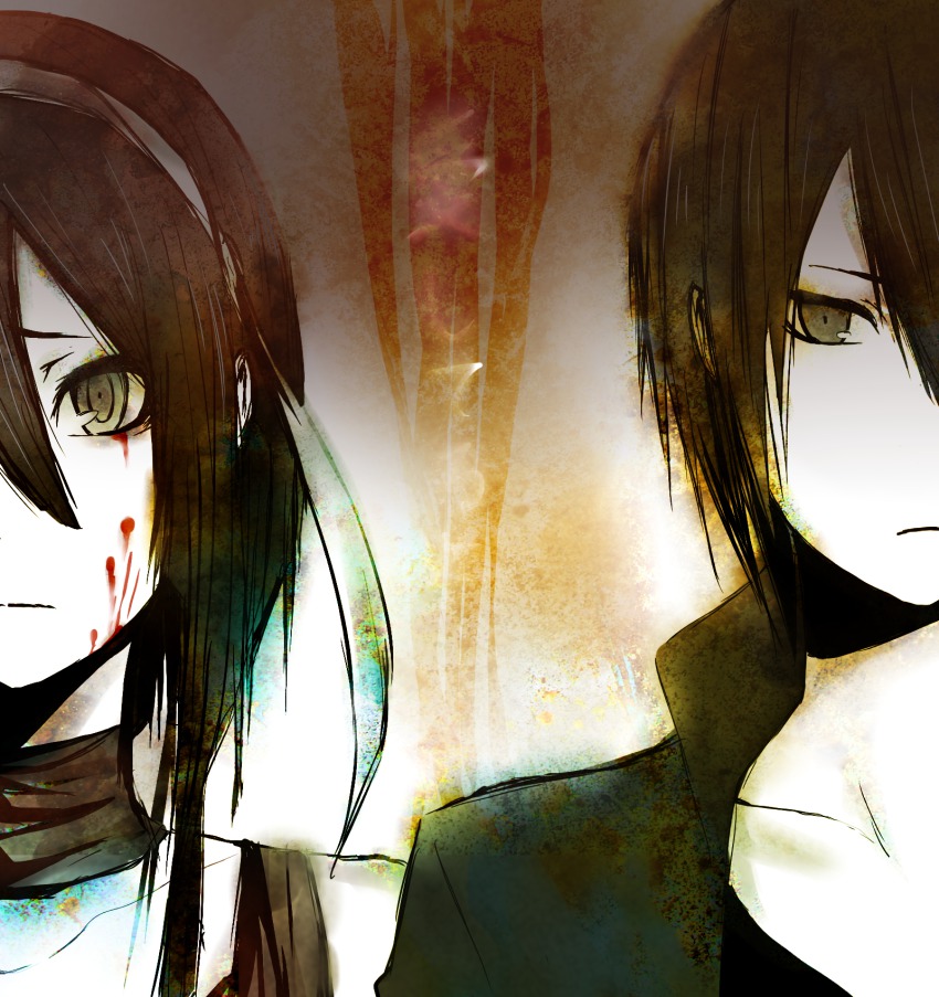 1boy, 1girl, black_hair, blood, durarara!!, fuutarou_(pikeish), heiwajima_kasuka, highres