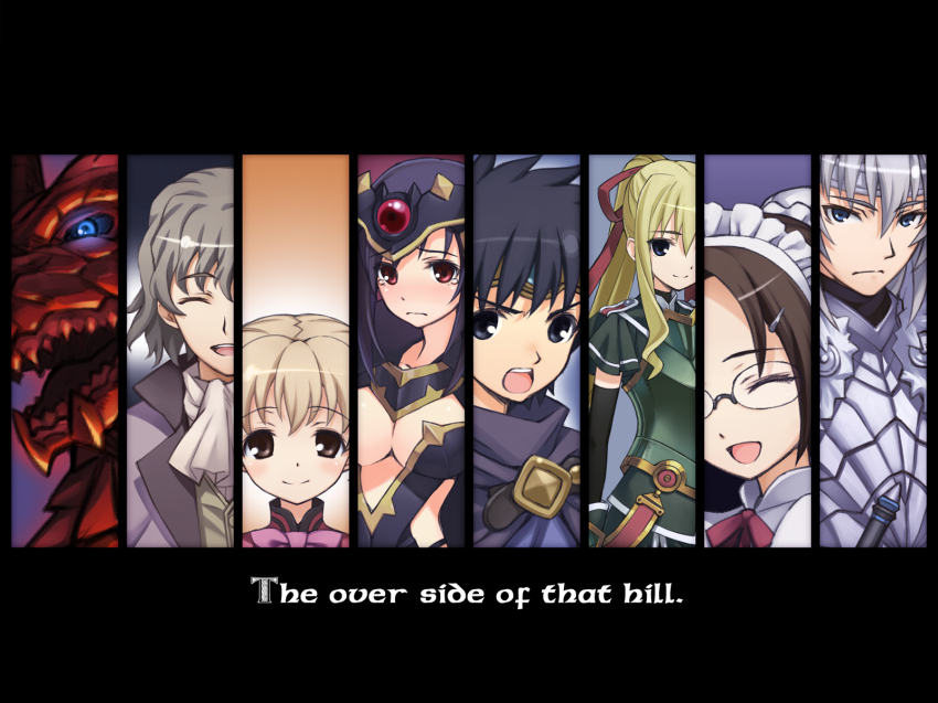 10s, 3boys, 4girls, armor, bad_id, bad_pixiv_id, black_hair, blonde_hair