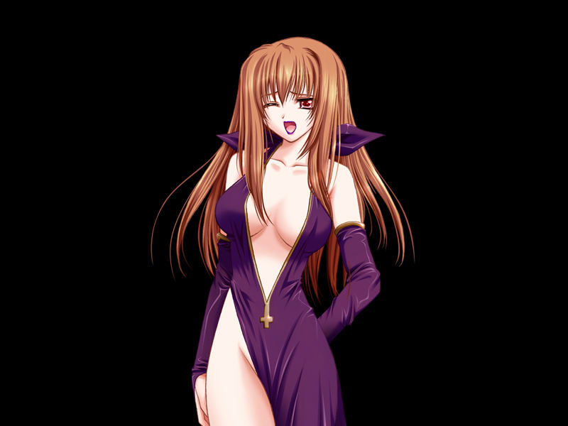 anima, brown_hair, lipstick, long_hair, makeup, mindead_blood, red_eyes, vampire