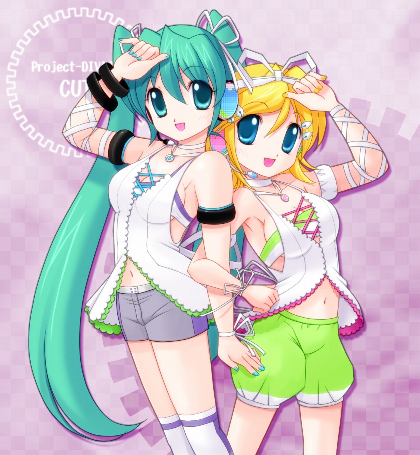 2girls, aoya_(hoshixii), aqua_eyes, bad_id, bad_pixiv_id, blonde_hair, bracelet, green_eyes