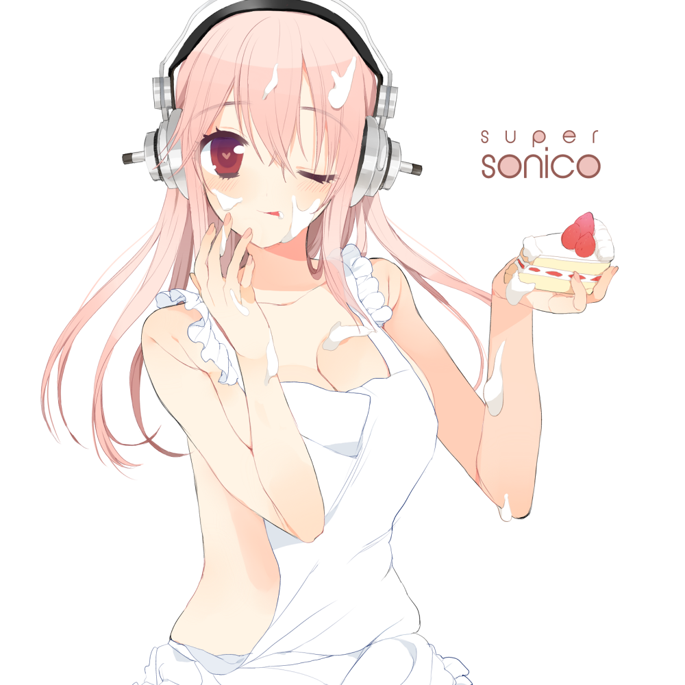 1girl, apron, bad_id, bad_pixiv_id, blush, breasts, brown_eyes, cake