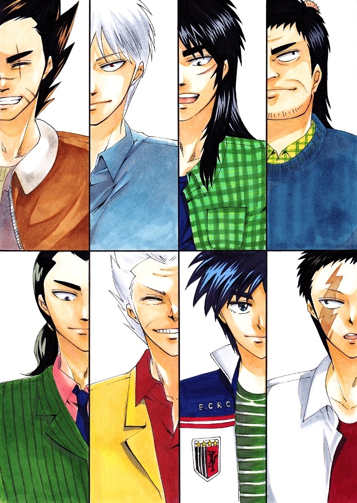 6+boys, akagi, akagi:_yami_ni_oritatta_tensai, akagi_shigeru, bad_id, bad_pixiv_id, black_hair, buraiden_gai