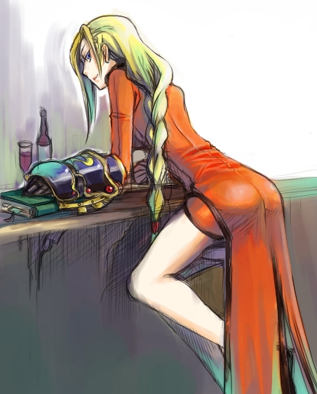 1girl, alchemist, alchemist_(sekaiju), alchemist_4_(sekaiju), atlus, bad_id, bad_pixiv_id, blonde_hair, braid, etrian_odyssey, female_focus, hirose_wataru, komine_minamo, solo